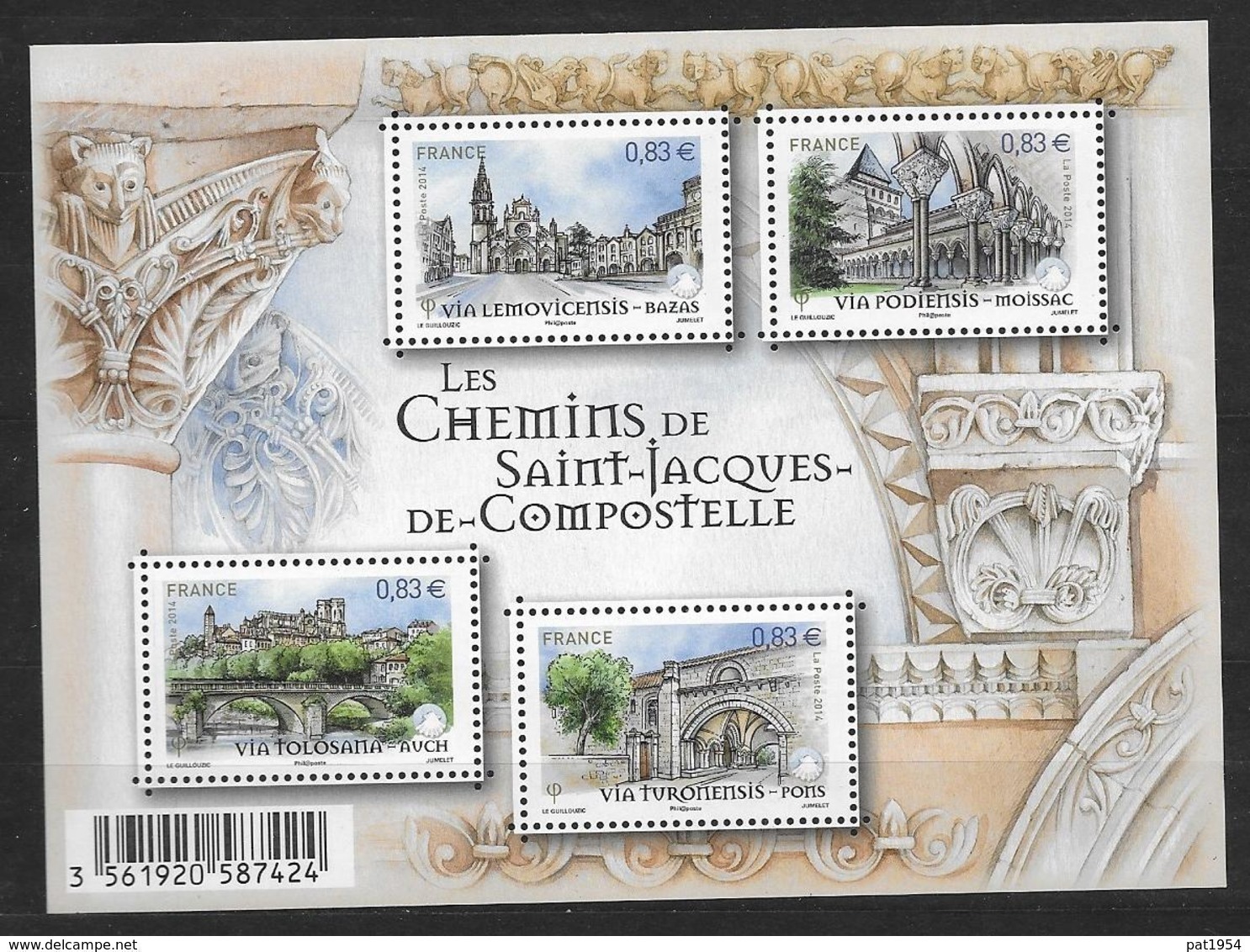 France 2014 Bloc Feuillet N° F4838  Neuf Chemins De Saint Jacques De Compostelle à La Faciale - Mint/Hinged