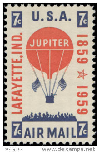 1959 USA Balloon Jupiter Air Mail Stamp Sc#c54 Post Flag Hot-air - 2b. 1941-1960 Ungebraucht