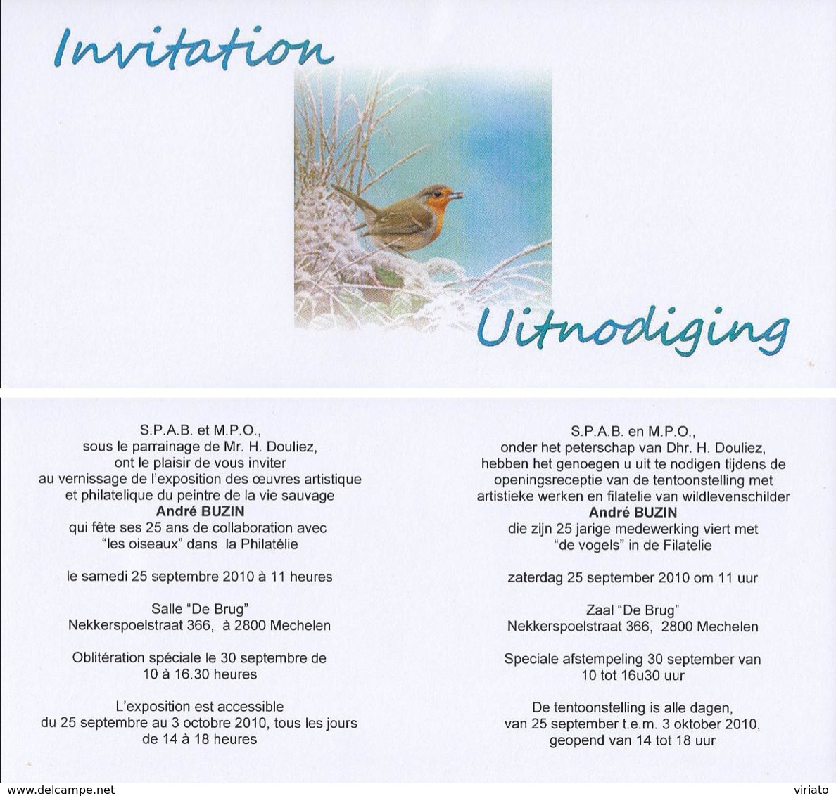 Doc 147 - Invitation / Uitnodiging 2010 - 1985-.. Birds (Buzin)