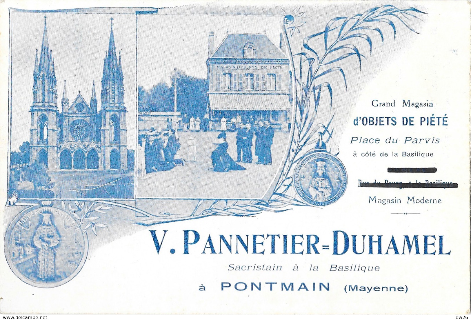 Publicité: V. Pannetier-Duhamel, Sacristain à Pontmain (Mayenne) Magasin D'objets De Piété - Publicités