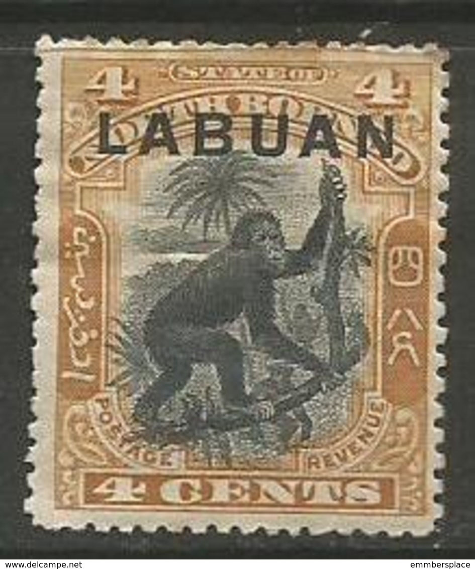 Labuan - 1900 Monkey North Borneo Overprint  4c Used - North Borneo (...-1963)