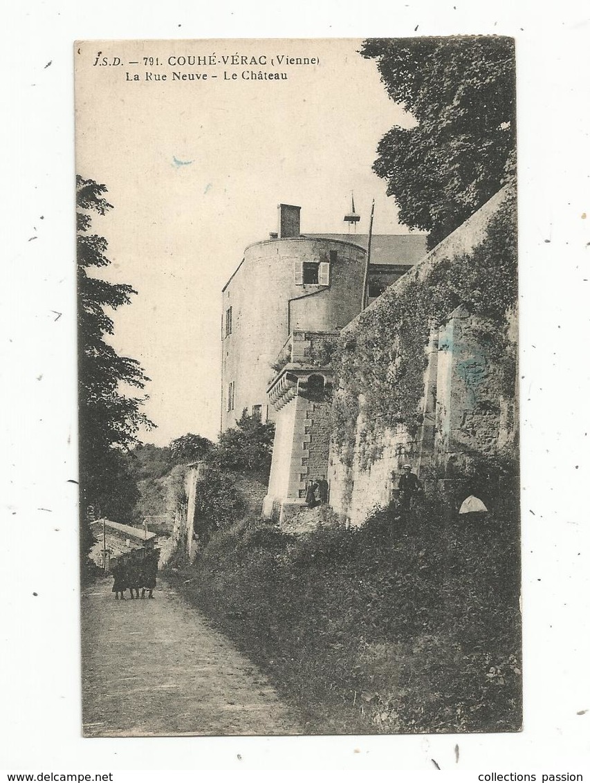 Cp, 86,  COUHE-VERAC , La Rue Neuve,le Château, Voyagée 1920 - Couhe