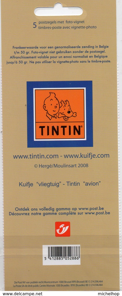 DUOSTAMP - TINTIN - KUIFJE - HERGE - 5 Timbres (sous Blister D'origine) - Other & Unclassified