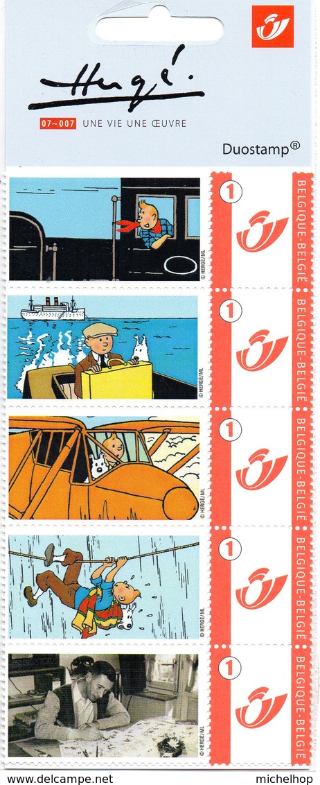 DUOSTAMP - TINTIN - KUIFJE - HERGE - 5 Timbres (sous Blister D'origine) - Other & Unclassified