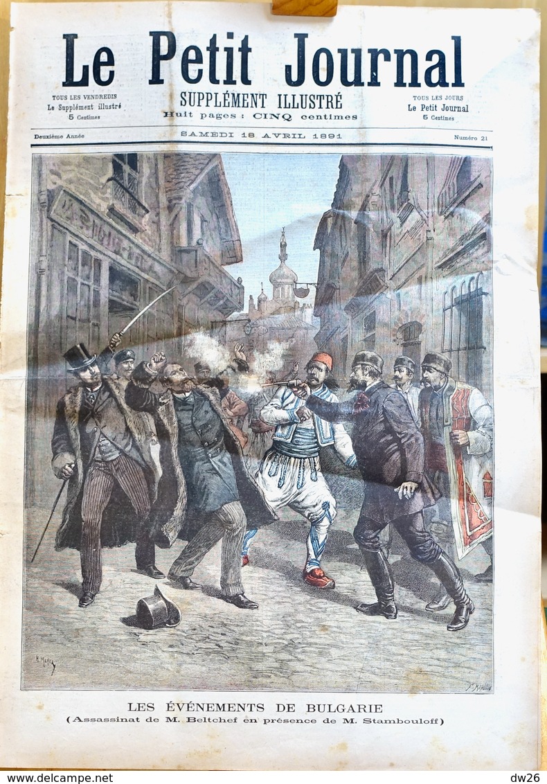 Le Petit Journal Supplément Illustré - Samedi 18 Avril 1891 N° 21 - Assassinat De M. Beltchef, Tableau De Henri Caïn - 1850 - 1899