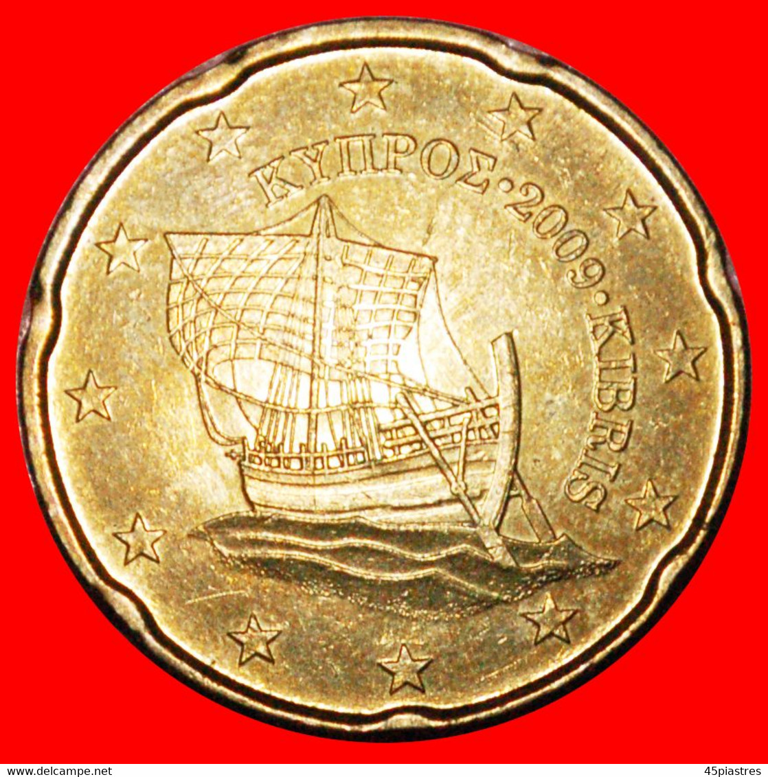 * FINLAND (2008-2022): CYPRUS  20 EURO CENTS 2009 SHIP NORDIC GOLD MINT LUSTRE! LOW START  NO RESERVE! - Chypre