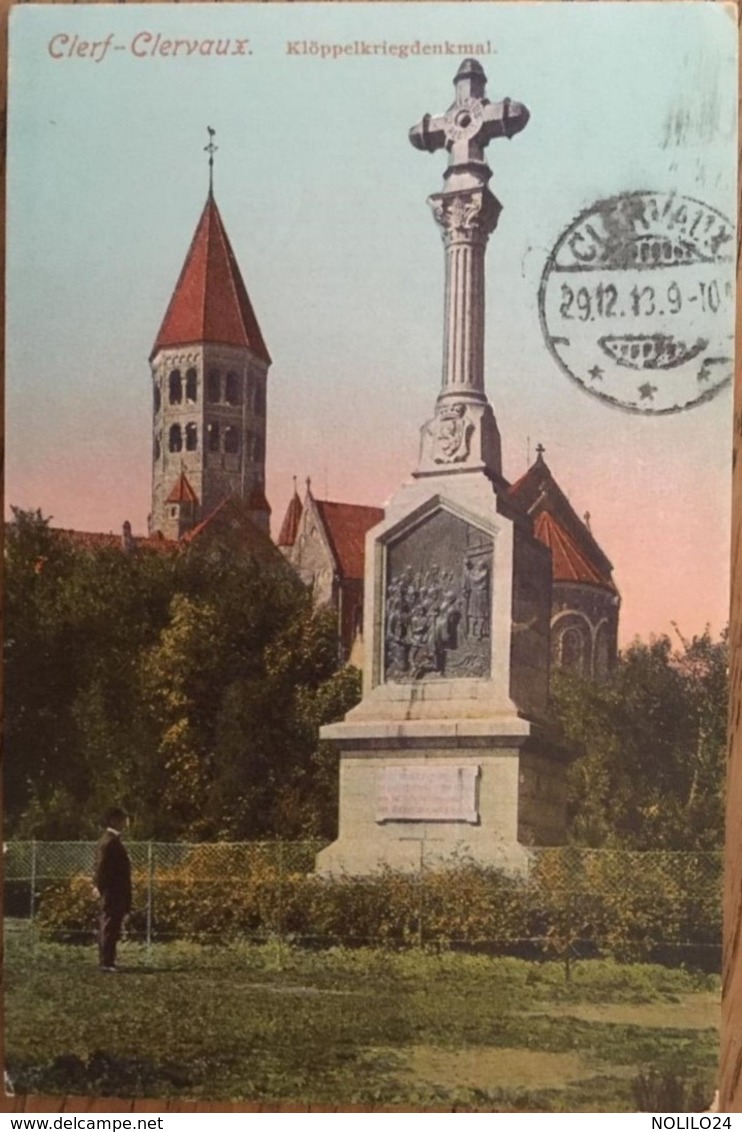 CPA, CLERF - CLERVAUX, Klöppelkriegdenkmal , Cachet 1913, Animation, édition Capus N°8 - Clervaux