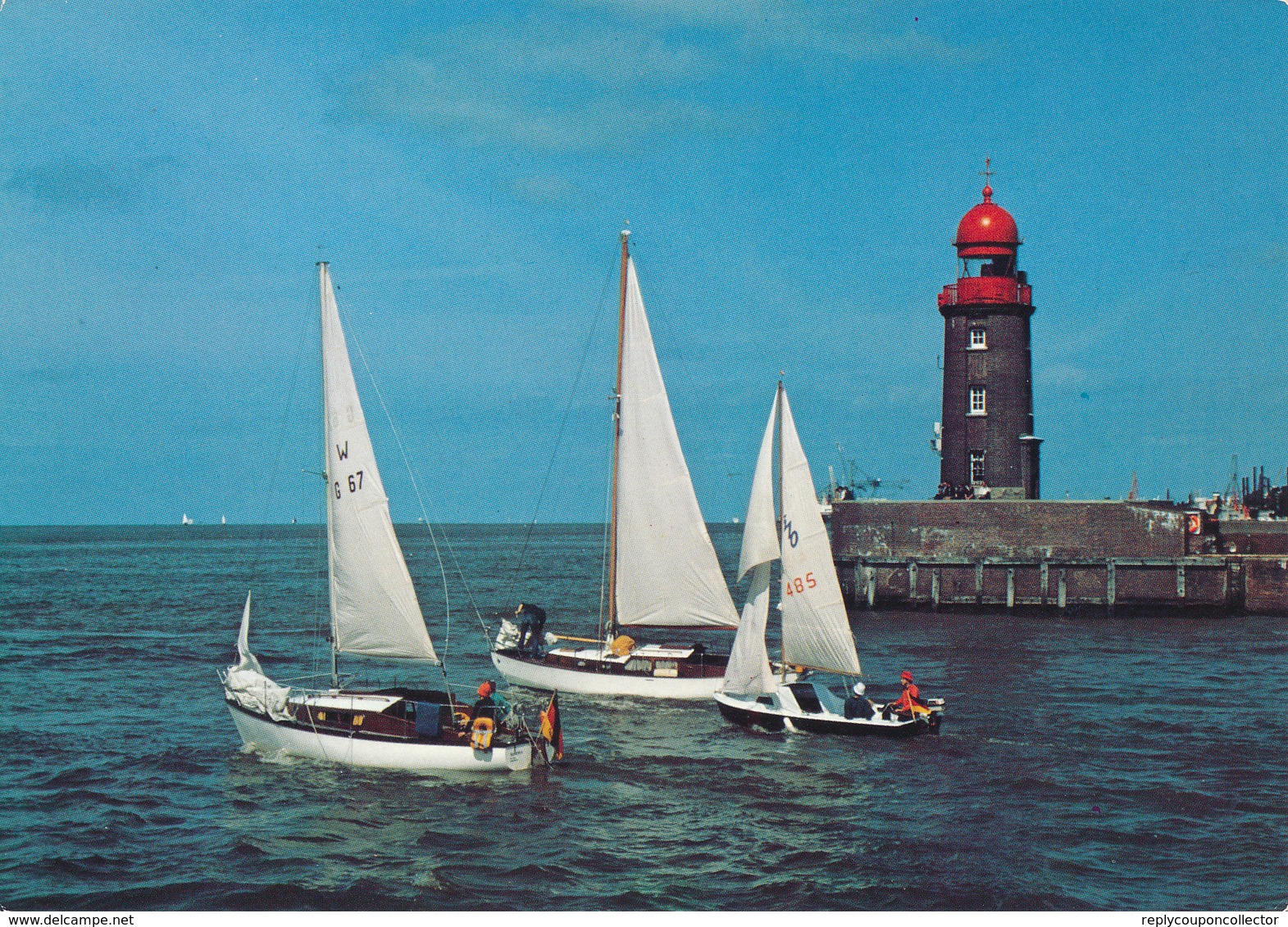 DEUTSCHLAND / BREMERHAVEN  (Geeste Mole)  -   Lighthouse  ,  Leuchtturm  ,  Segelboote - Phares