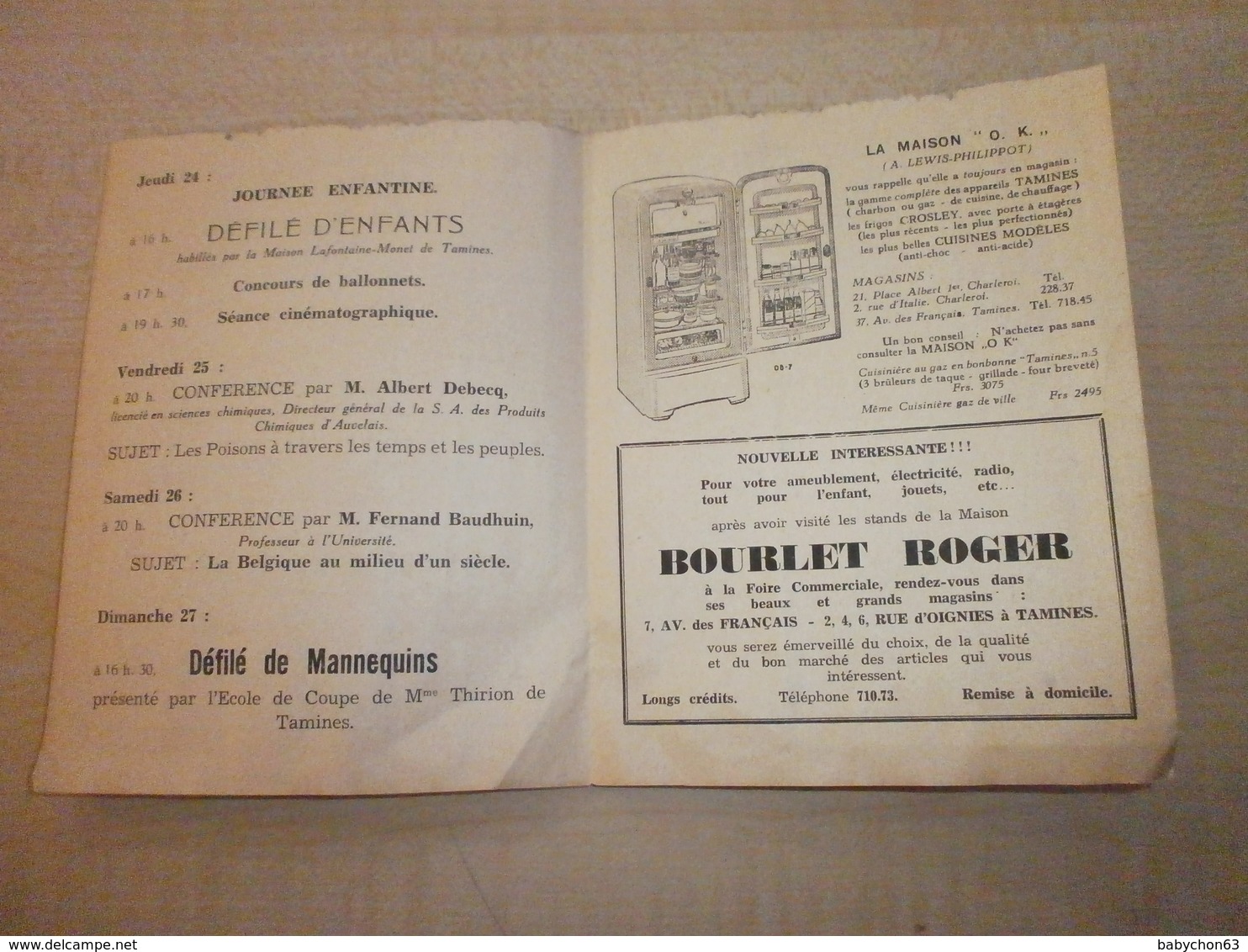 Ancien Programme 1950 FOIRE COMMERCIALE INDUSTRIELLE ET FLORALE DE LA BASSE-SAMBRE  (TAMINES) - Programmes