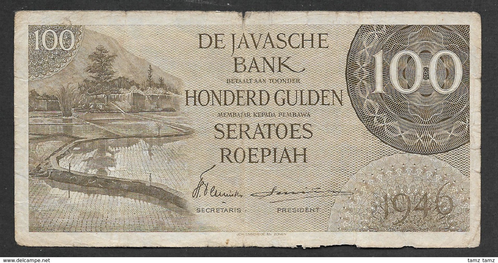 Netherlands Indies Indonesia 100 Gulden 1946 Fine - Indonesia