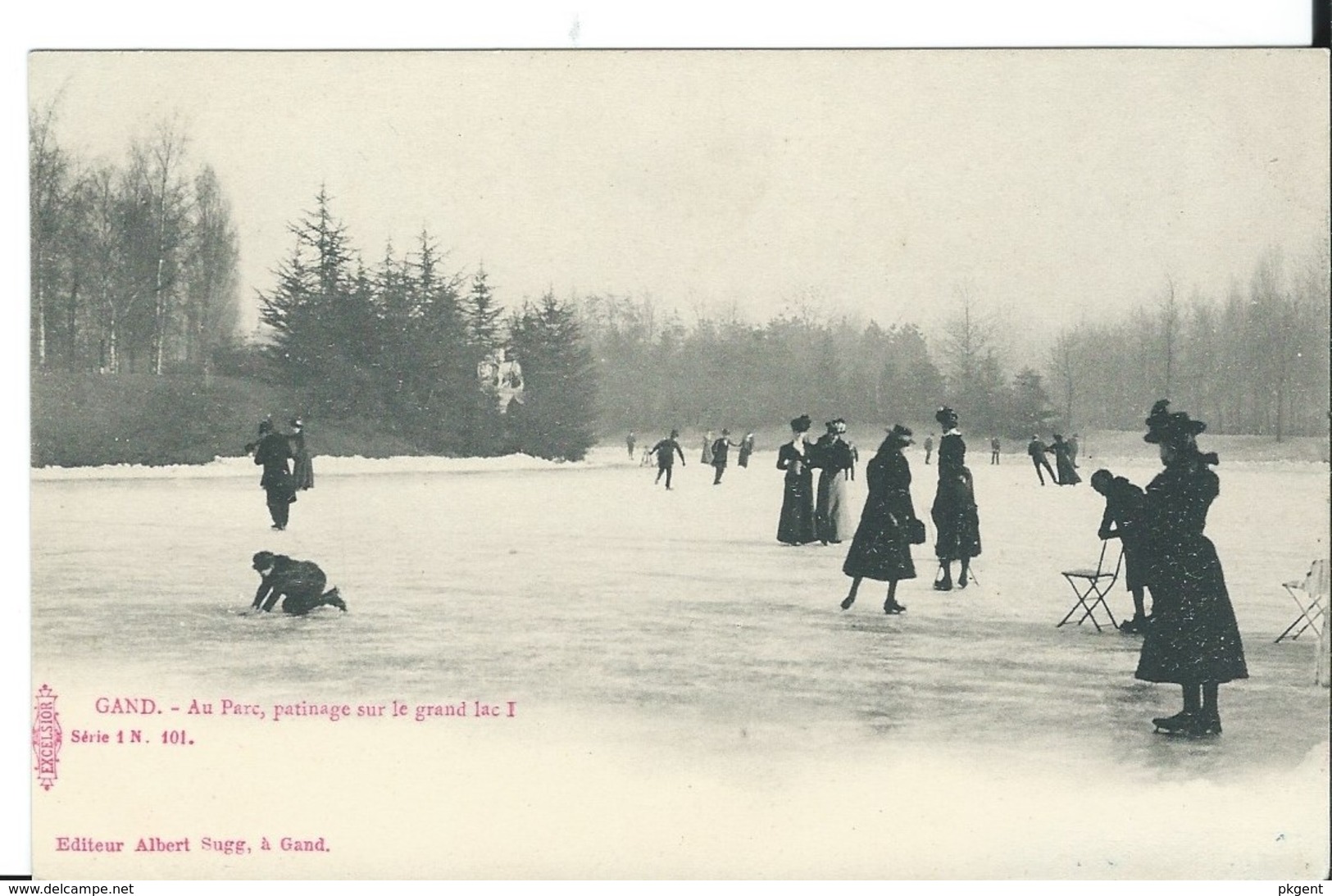 Gent Gand Sugg Serie1 Nr 101 Au Parc. Patinage Sur Le Grand Lac I 1 Kaarten 1 Verschillende Beelden 2 Scans - Gent