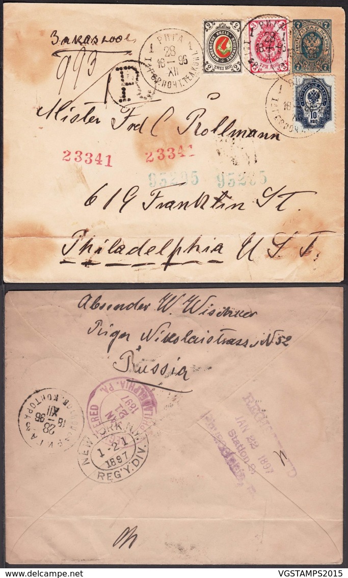 Russie - Lettre En Recommandé 28/12/1896 Vers USA. Rare  (RD62)DC5565 - Storia Postale
