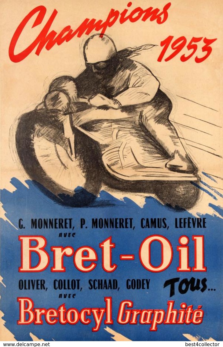 @@@ MAGNET - Motorcycle Racing Champions Bret Oil 1953 - Advertising