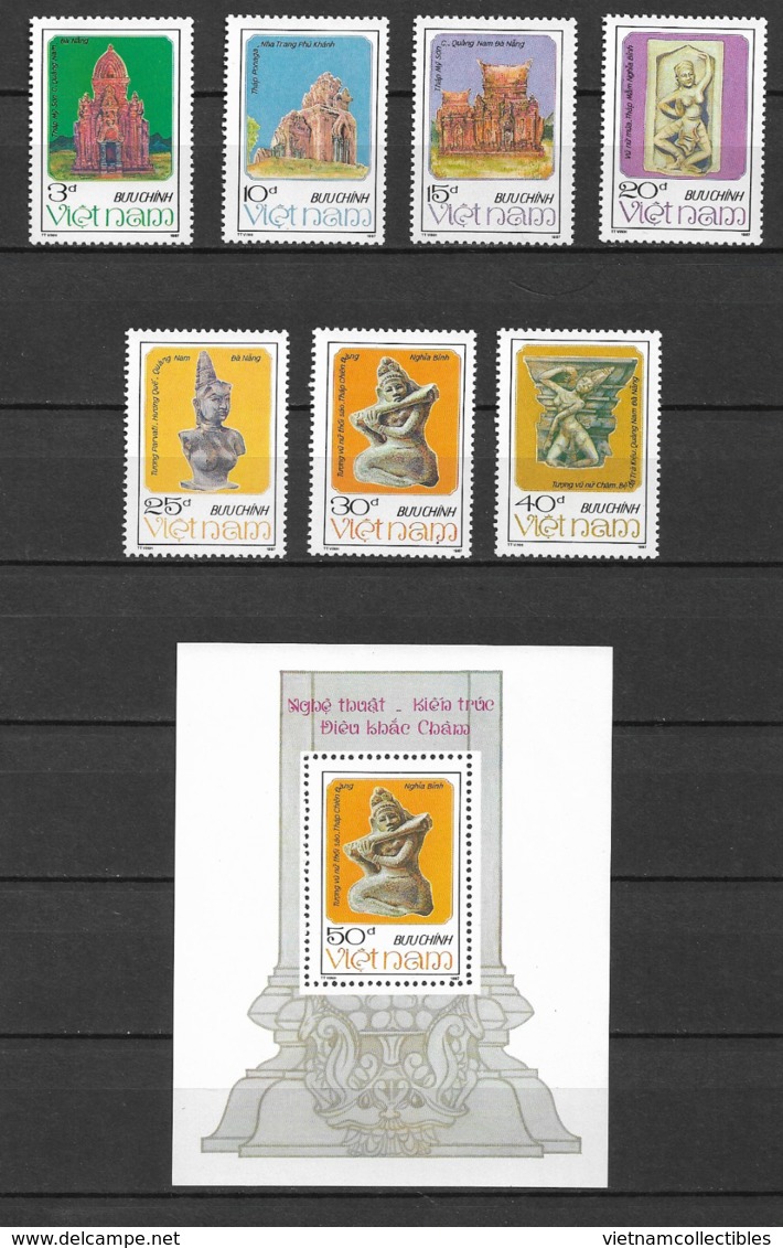 Vietnam Viet Nam MNH Perf Stamps & Souvenir Sheet 1987 : Architectural & Sculptural Art Of Cham People (Ms516) - Vietnam