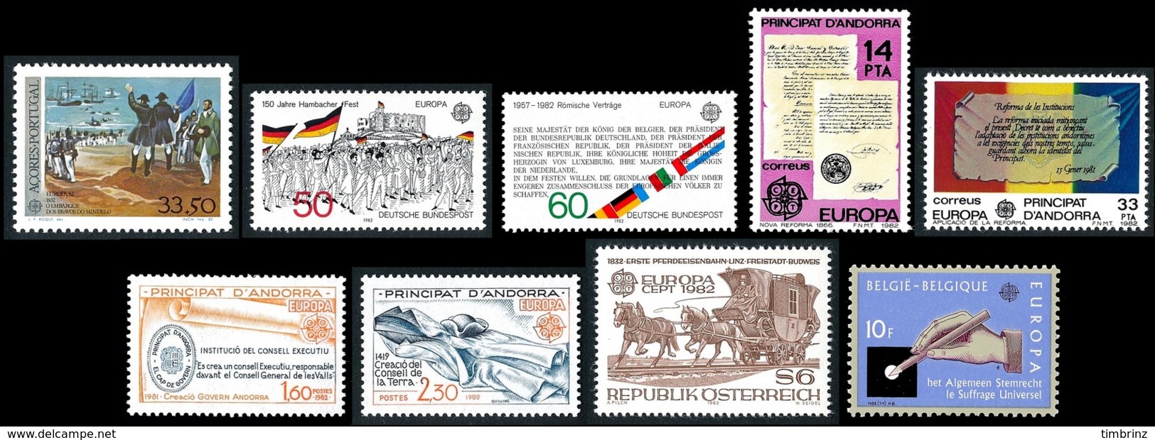 EUROPA Année Complète+ 1982 ** MNH TB  Cote= 195,70 EUR - 71 Val. + 6 Blocs ; Faits Historiques: 35 Pays  ..Réf.DIV20155 - Full Years