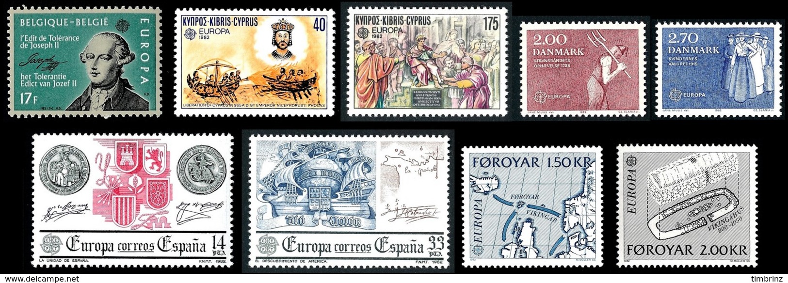 EUROPA Année Complète+ 1982 ** MNH TB  Cote= 195,70 EUR - 71 Val. + 6 Blocs ; Faits Historiques: 35 Pays  ..Réf.DIV20155 - Volledig Jaar