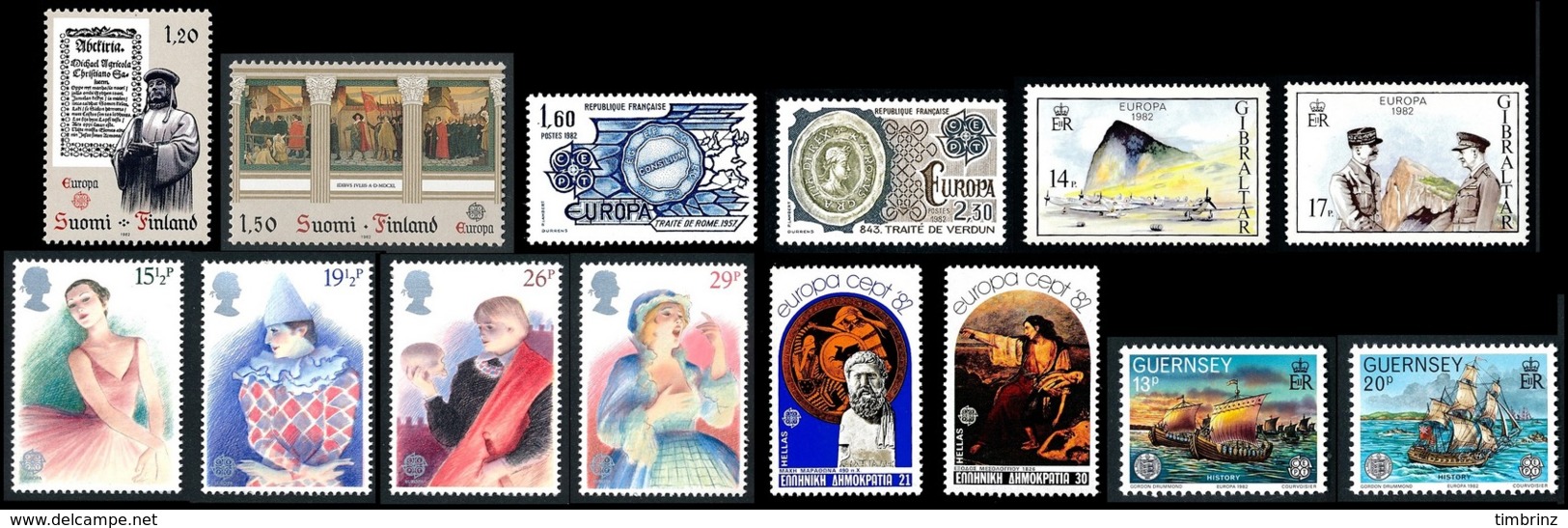 EUROPA Année Complète+ 1982 ** MNH TB  Cote= 195,70 EUR - 71 Val. + 6 Blocs ; Faits Historiques: 35 Pays  ..Réf.DIV20155 - Volledig Jaar