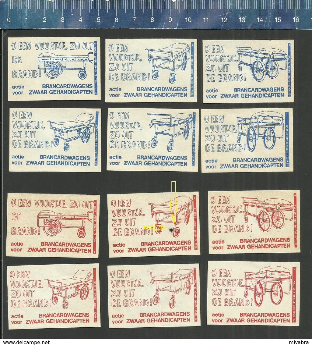 BRANCARDWAGENS VOOR ZWAAR GEHANDICAPTEN ( DE KLOOF Dutch Matchbox Labels ) INVALIDE ROLWAGENS - Boites D'allumettes - Etiquettes