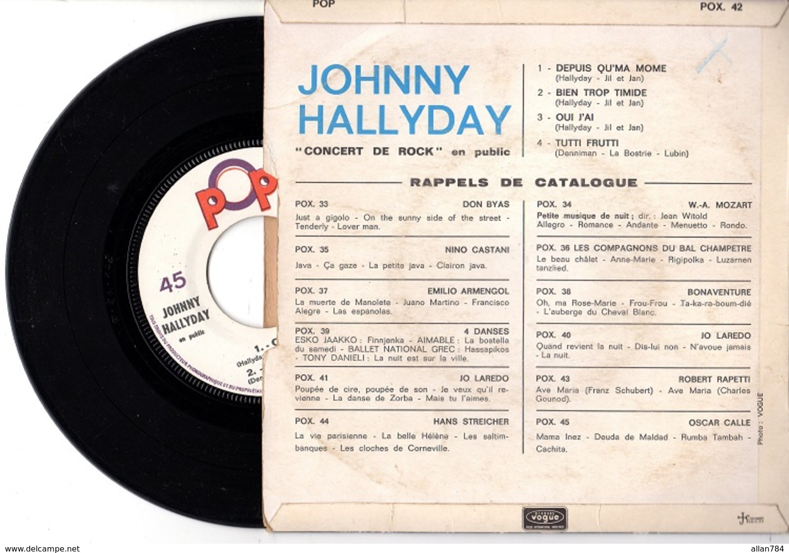 FRENCH EP JOHNNY HALLYDAY - 1967 - TUTTI FRUTTI + 3 - EN CONCERT LIVE - TRES BON ETAT - VOIR DESCRIPTION - - Rock