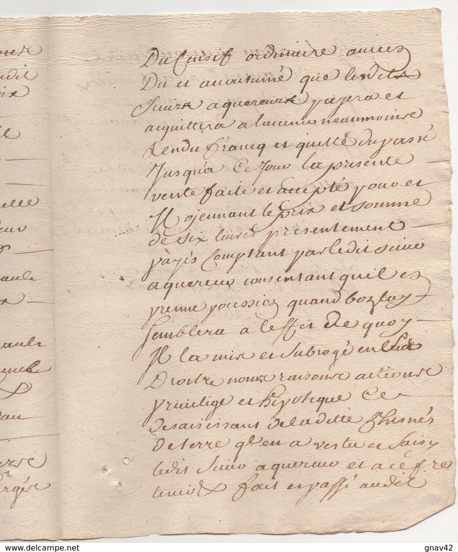 Rochecorbon  Tours Vente Au Seigneur De Bois Teileuil 1730 - Manuscrits