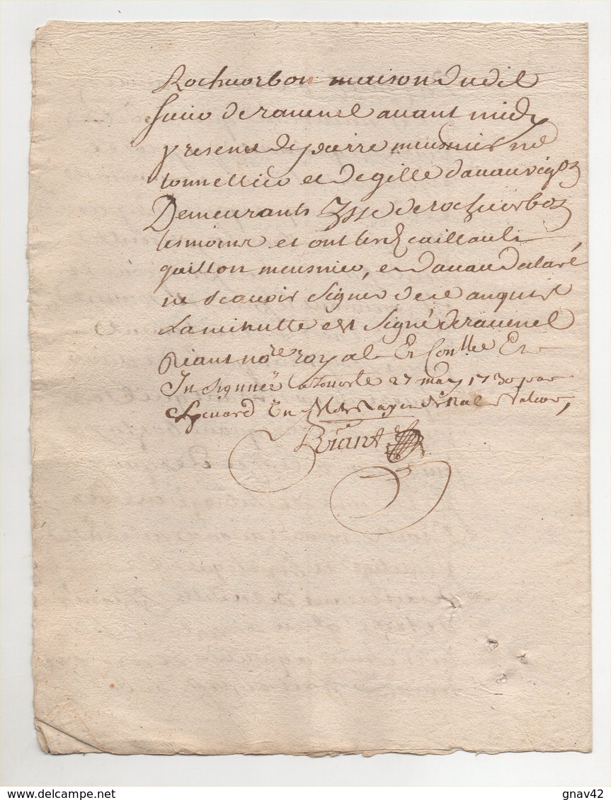 Rochecorbon  Tours Vente Au Seigneur De Bois Teileuil 1730 - Manuscrits