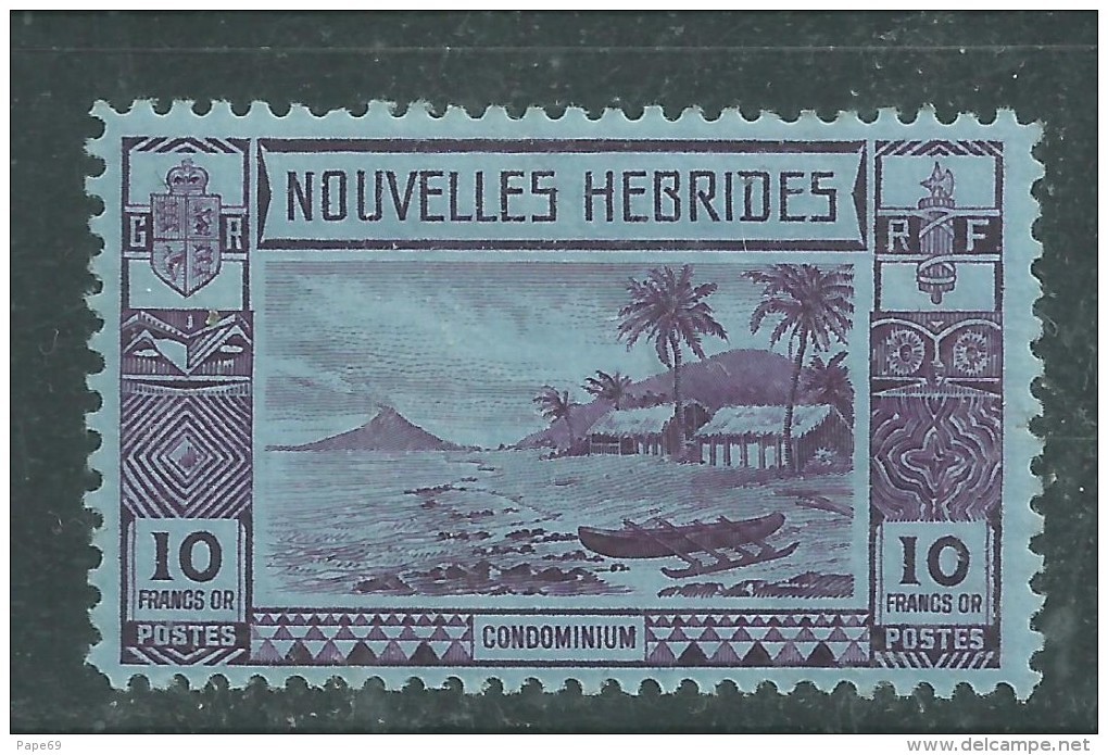 Nlles Hébrides N°111 X  Partie De Série : 10 F. Violet Sur Azuré, Légende Française  Trace De Charnière Sinon TB - Unused Stamps