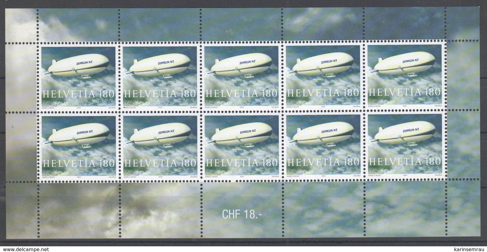 Schweiz , Postfrischer Kleinbogen , Graf Zeppelin ,  18 Franken Porto - Blocks & Kleinbögen