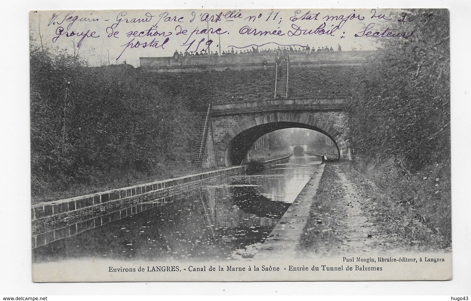 (RECTO / VERSO) ENVIRONS DE LANGRES EN 1915 - CANAL DE LA MARNE A LA SAONE - CORRESPONDANCE MILITAIRE - CPA VOYAGEE - Langres