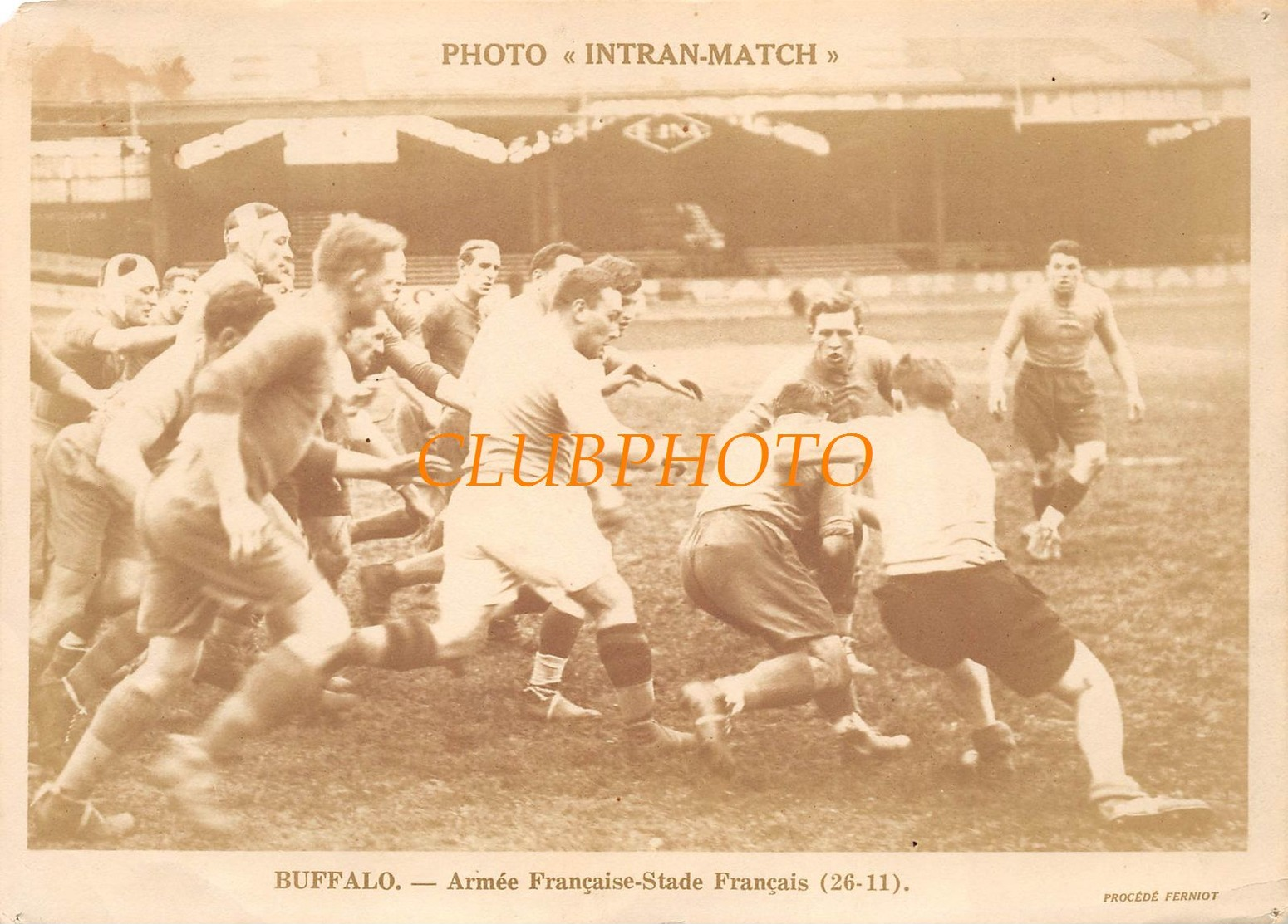 GRANDE PHOTO : RUGBY - STADE BUFFALO - ARMEE FRANCAISE CONTRE STADE FRANCAIS - PHOTOGRAPHIE INTRAN MATCH PROCEDE FERNIOT - Sports