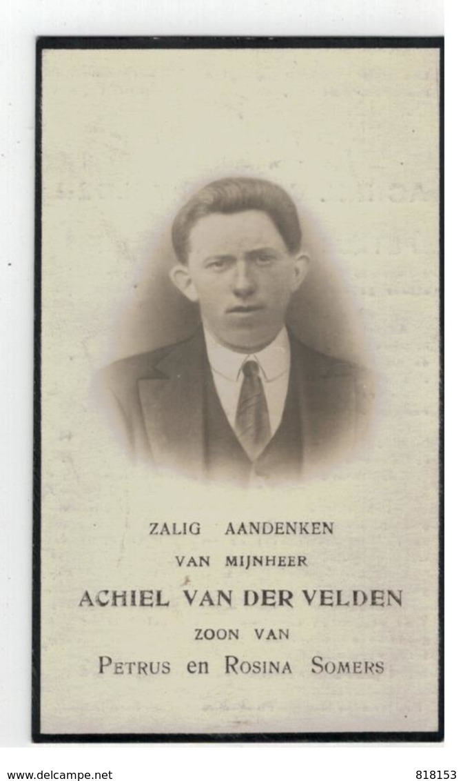 DP ACHIEL VAN DER VELDEN Geb.Nieuwenhove 1909,zoon V. PETRUS EN ROSINA SOMERS, Gestorven  1933 - Religion & Esotericism