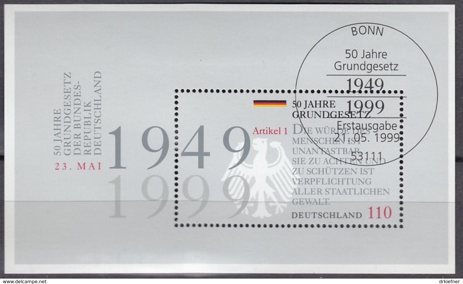 BRD  Block 48, Gestempelt, 50 Jahre Grundgesetz 1999 - Other & Unclassified