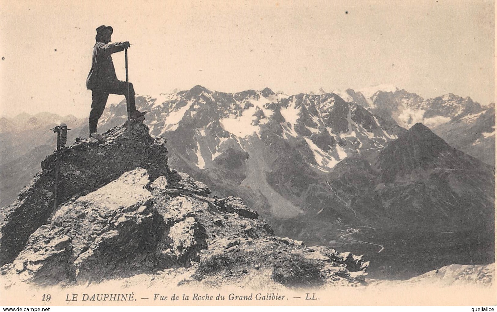 01331 "ALPINISMO - LE DAUPHINE - VUE DE LA ROCHE DU GRAND GALIBIER - ALPI COZIE" ANIMATA. CART NON SPED - Alpinisme