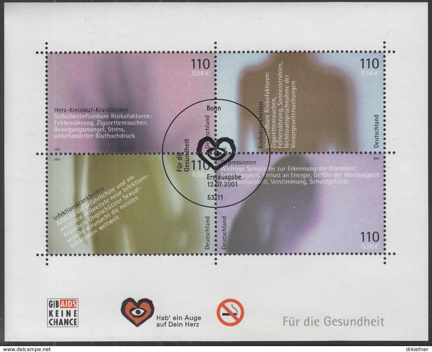 BRD BLock 54, Gestempelt, Für Die Gesundheit 2001 - Other & Unclassified