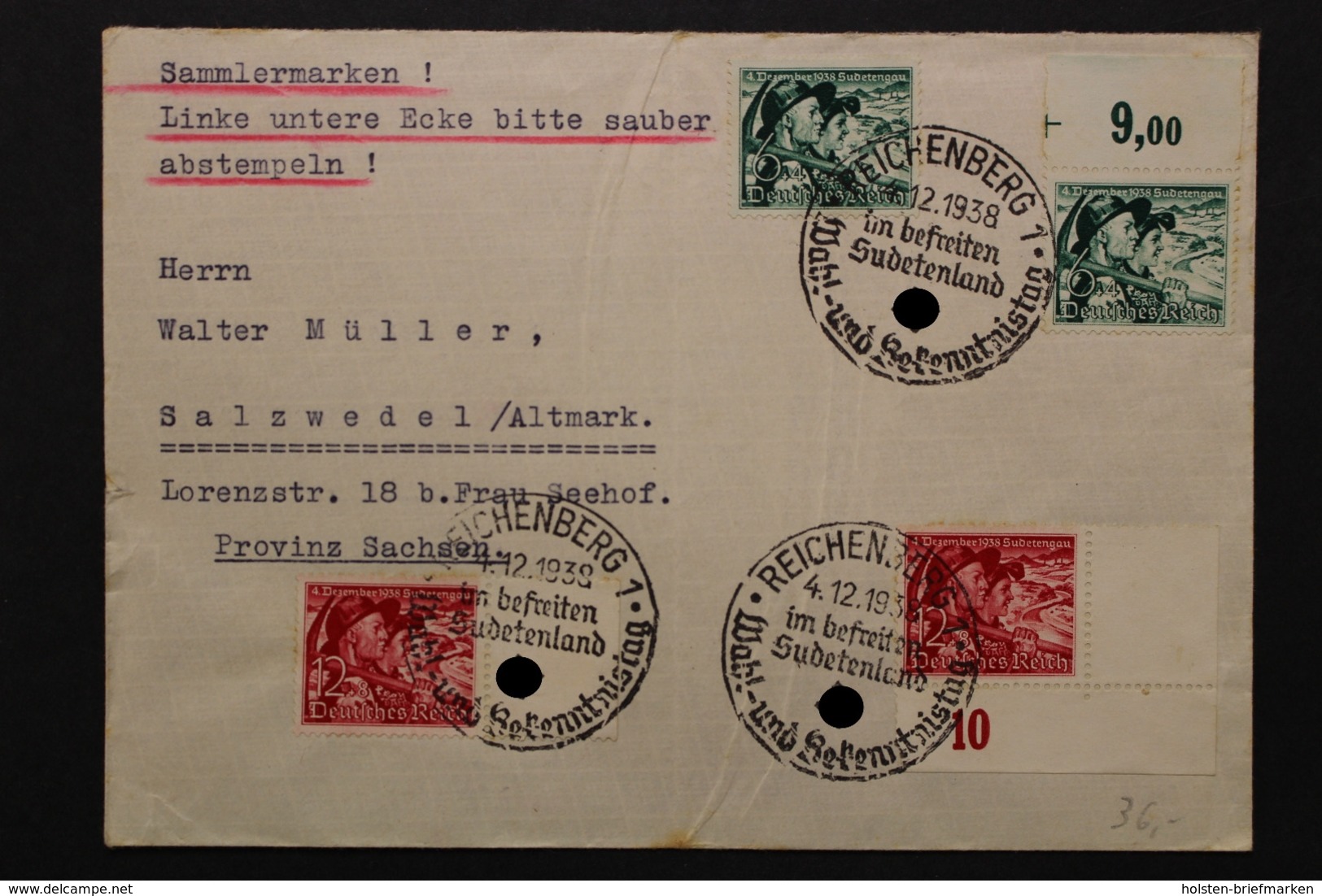 Deutsches Reich, MiNr. 684-685 Y, 12 Pf Ecke Re. Unten, Bedarfsbeleg - Briefe U. Dokumente