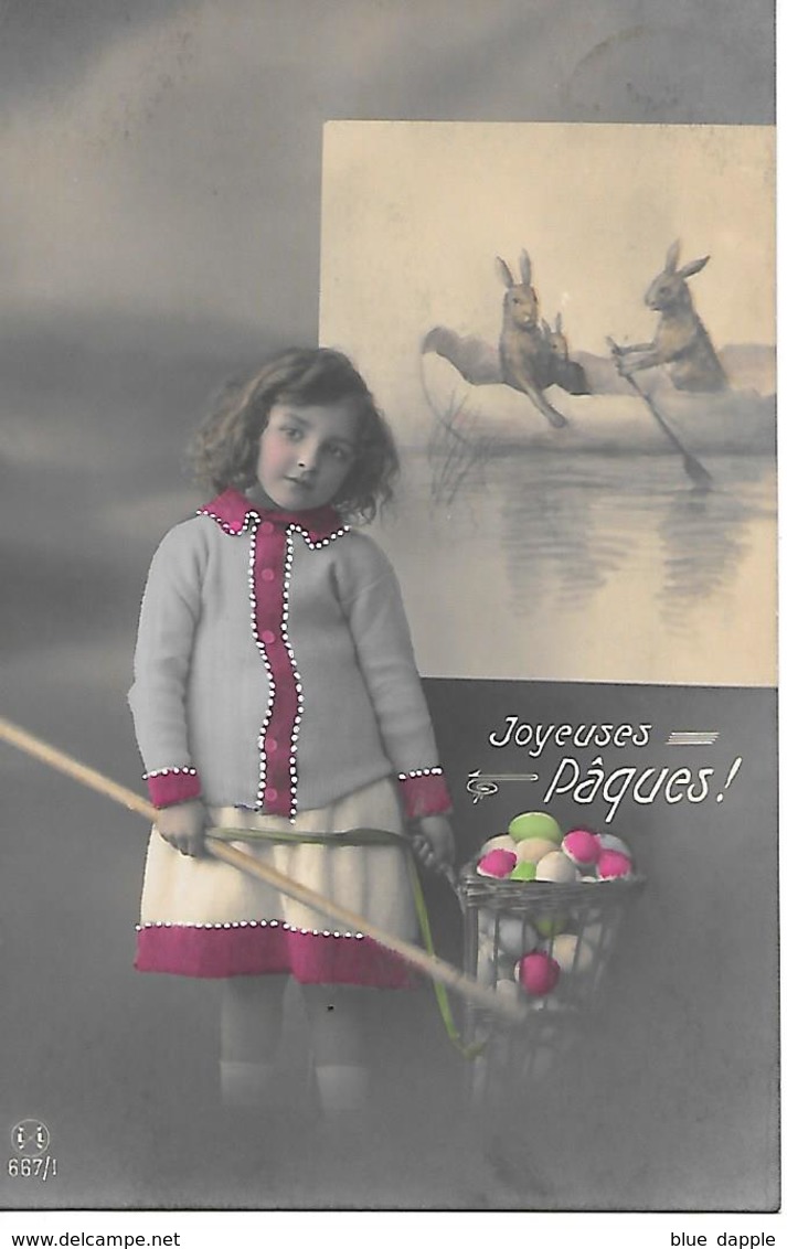 Easter Bunny, Lapin De Pâques, Osterhase, Easter Eggs, Oeuf De Pâques, Girl, Fille, Mädchen, Rowing Boat - Ostern