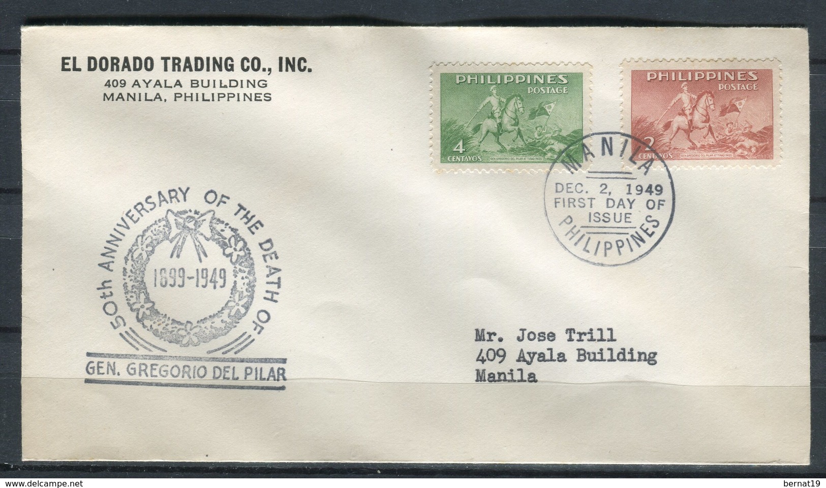 Filipinas 1949. FDC. - Filippine