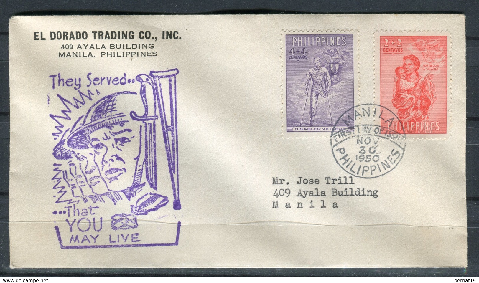 Filipinas 1950. FDC. - Filippine