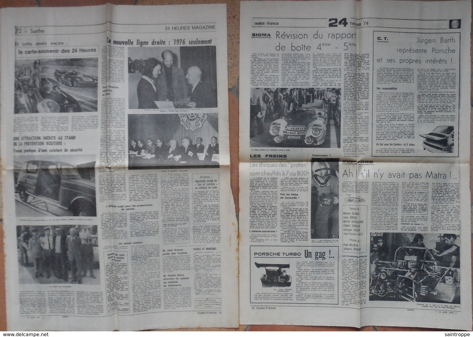 24 H Du Mans 1974.Lot De 26 Pages De Différents Journaux. - 1950 à Nos Jours