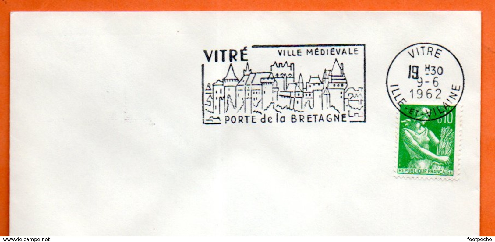 VITRE VILLE MEDIEVALE  1962 Lettre Entière N° MN 541 - Oblitérations Mécaniques (flammes)