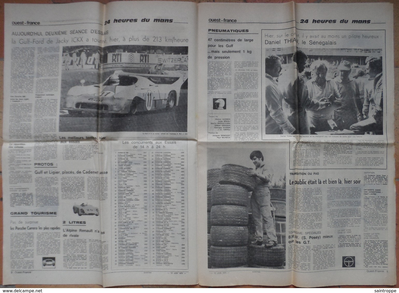 24 H Du Mans 1975.Lot De 10 Pages De Différents Journaux. - 1950 à Nos Jours