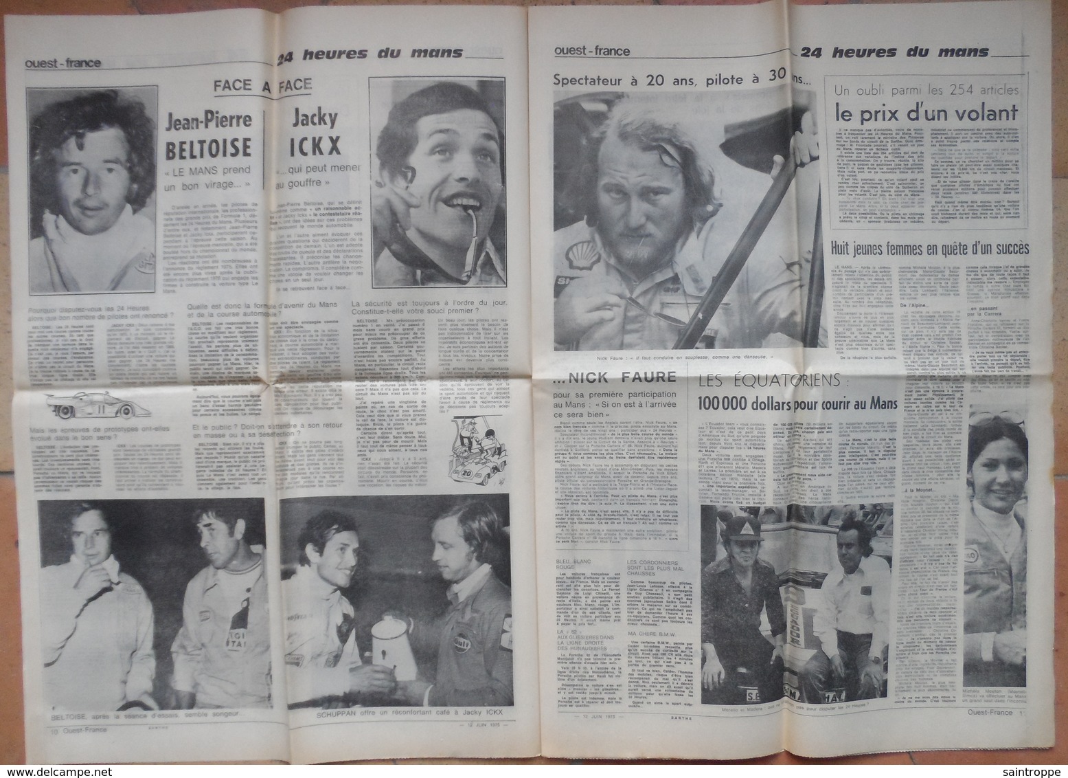 24 H Du Mans 1975.Lot De 10 Pages De Différents Journaux. - 1950 - Oggi