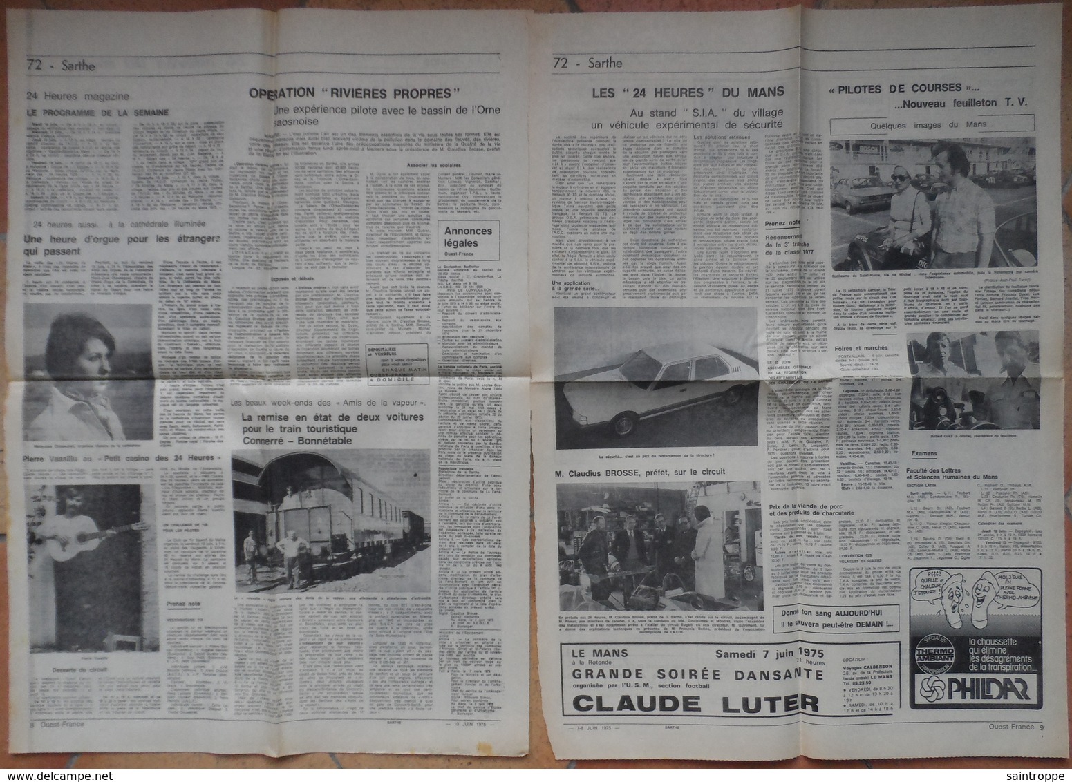 24 H Du Mans 1975.Lot De 10 Pages De Différents Journaux. - 1950 à Nos Jours