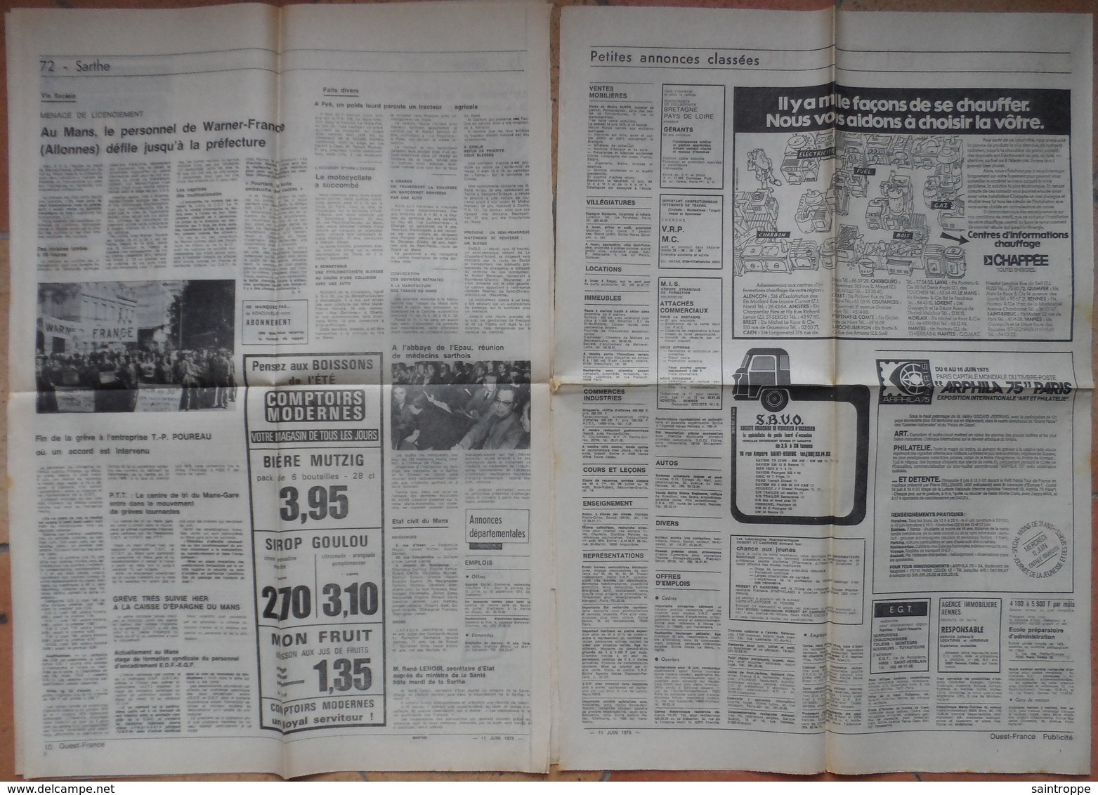 24 H Du Mans 1975.Lot De 10 Pages De Différents Journaux. - 1950 à Nos Jours