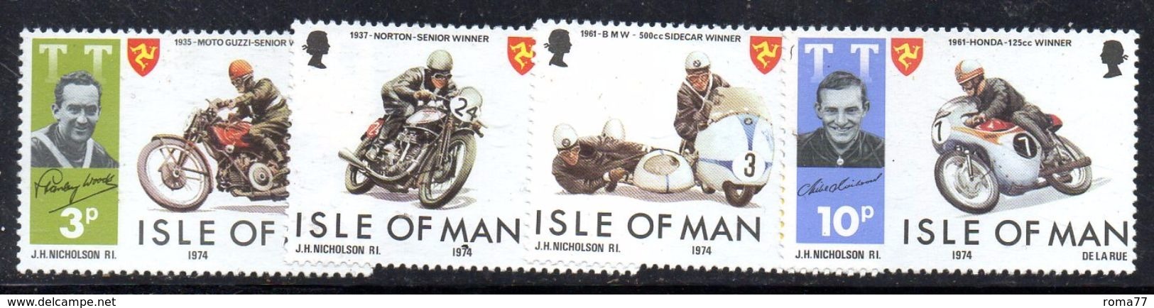 XP3647 - MAN 1974 , Unificato N. 29/32  *** Motociclismo - Man (Insel)