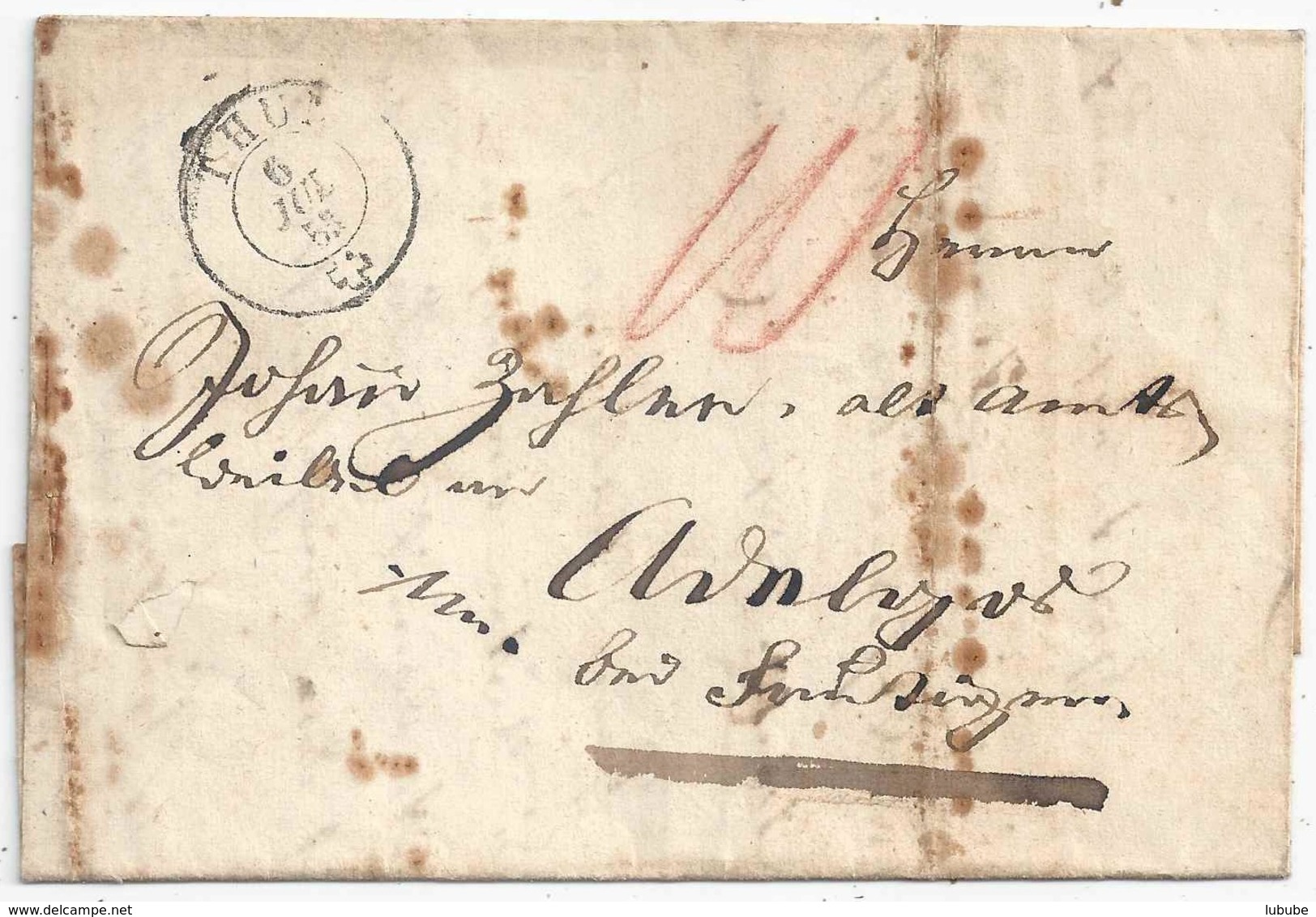 Faltbrief  Thun - Avenches ?         1853 - Storia Postale