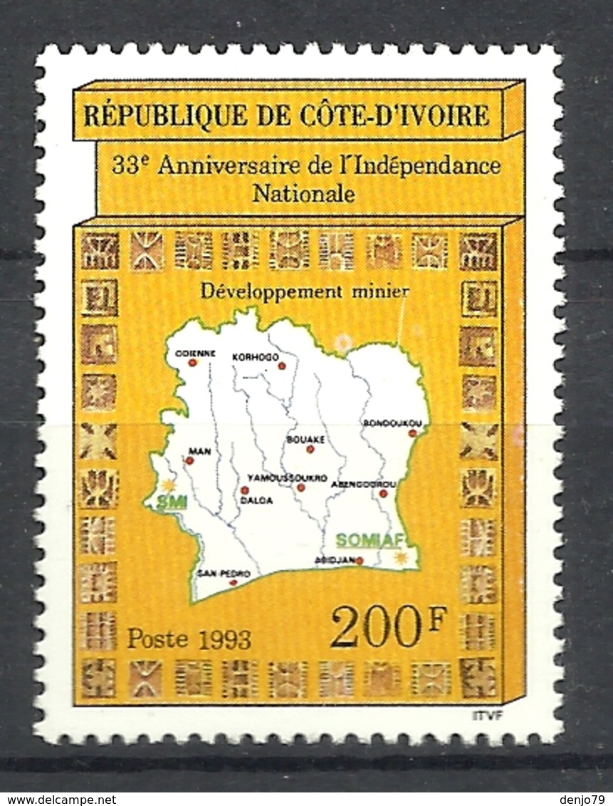 IVORY COAST  COTE D'IVOIRE 1993 33rd ANIV. OF INDEPENDENCE  MNH - Ivory Coast (1960-...)
