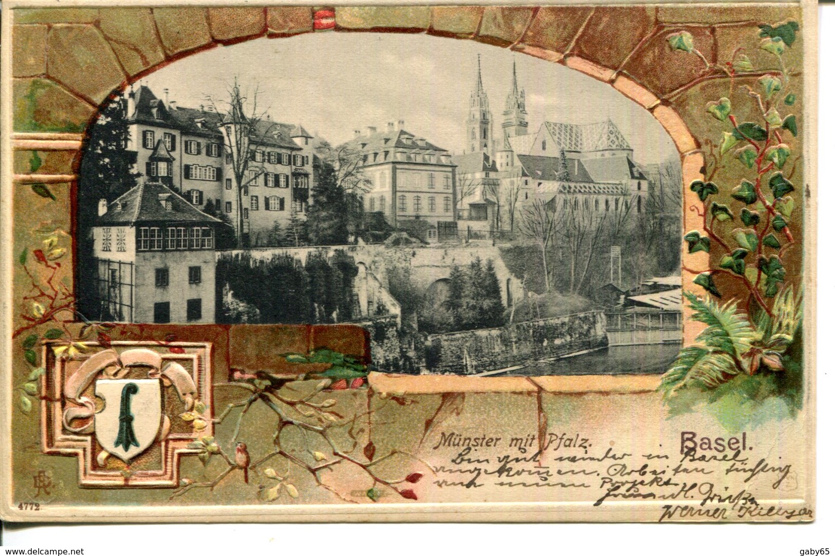 C.P.A.SUISSE.BÂLE.MÜNSTER MIT PFALTZ.CARTE GAUFRÉ. - Bâle