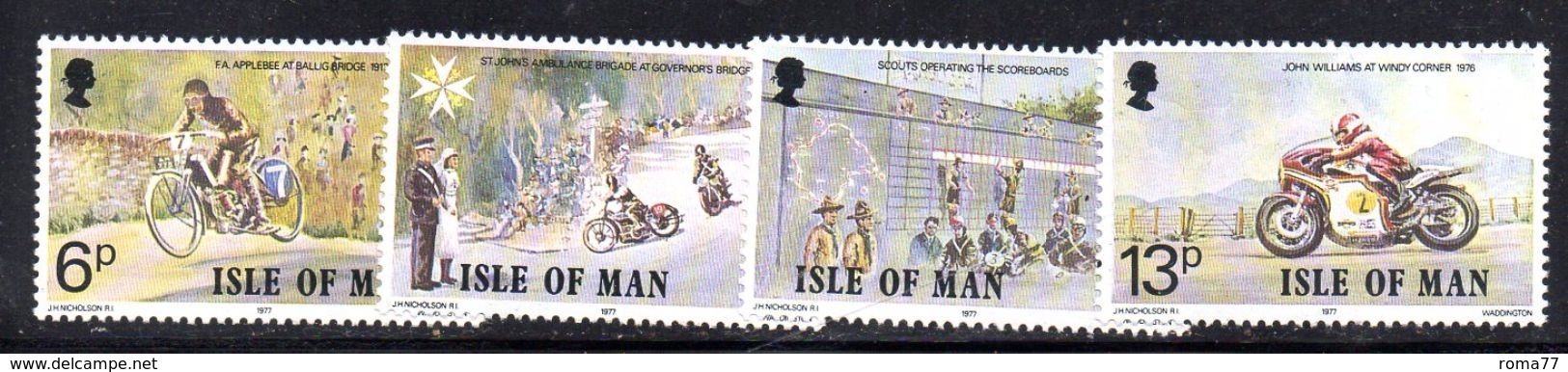 XP3649 - MAN 1977 , Unificato N. 90/92  *** Motociclismo - Isola Di Man