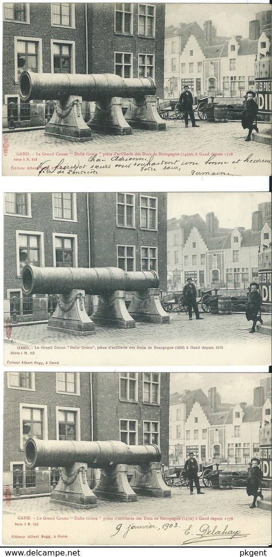 Sugg S1 112 Le Grand Canon "Dulle Griet"....   5 Kaarten 5 Drukverschillen 9 Scans - Gent