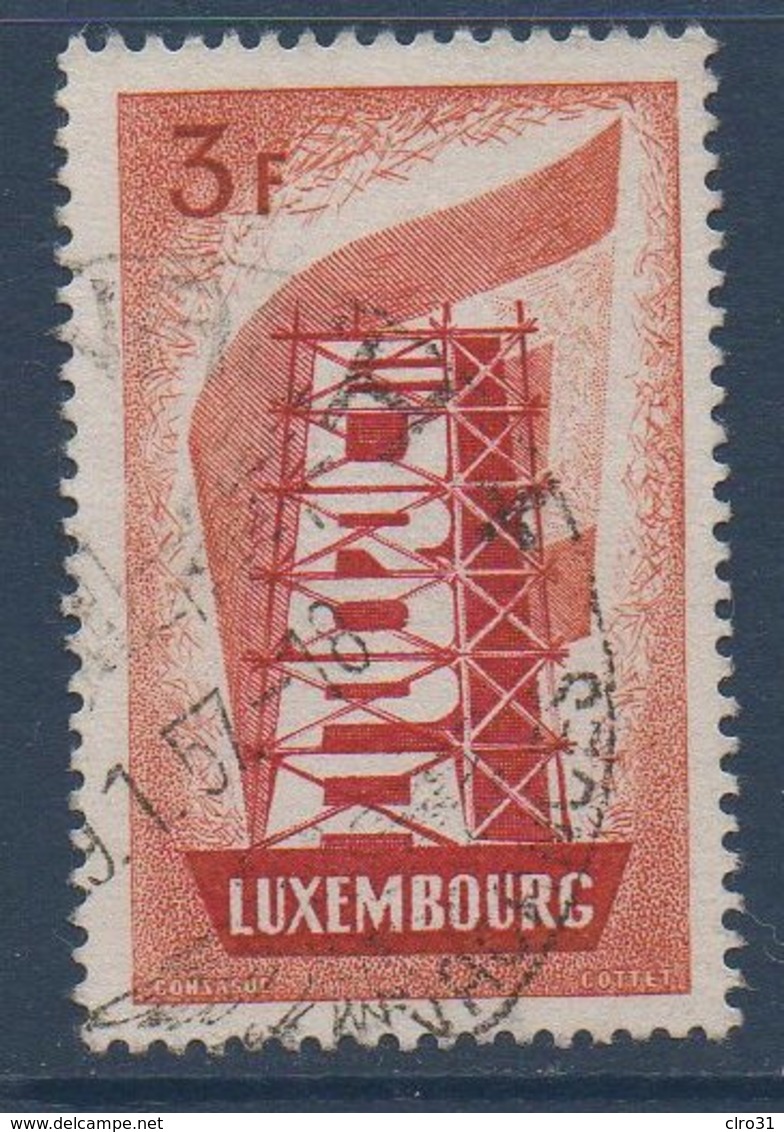 LUXEMBOURG 1956 Europa : Le Rare  3F Brun Et Rose Oblitéré N°515 Cote 65€ - Usados